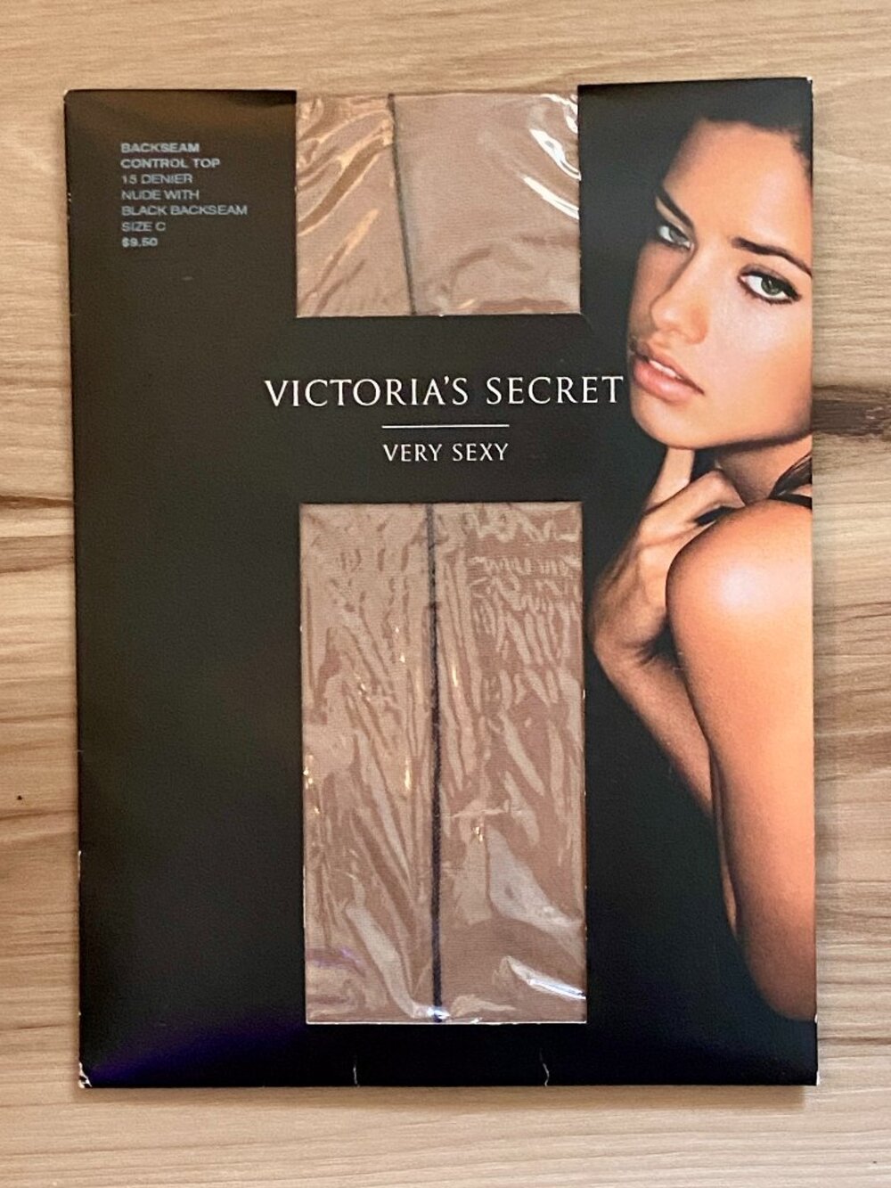 Victoria’s Secret Very Sexy Nude Control Top Pantyhose Black Back-seam Size C